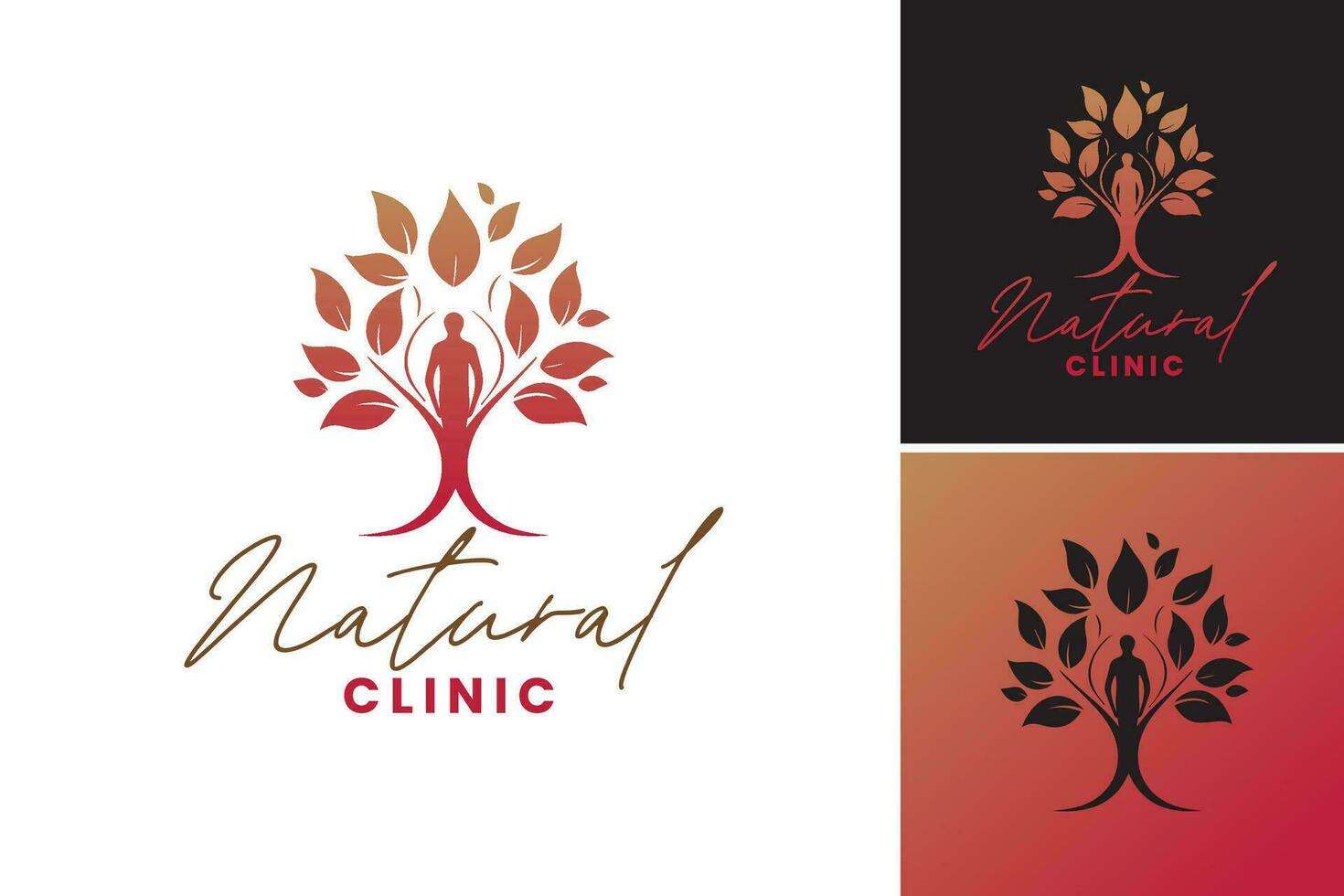 Natural Clinic is a logo design asset ideal for creating graphics or illustrations related to holistic health, alternative medicine, organic skincare, and overall wellness. vector