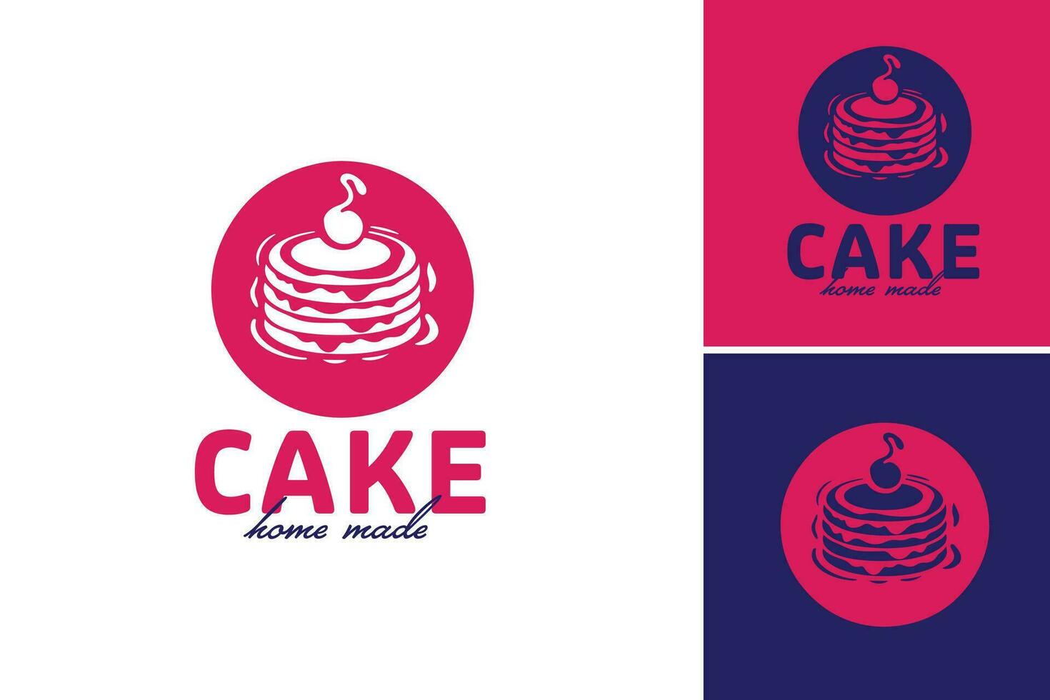 pastel hogar hecho logo es un diseño activo adecuado para un hecho en casa pastel negocio o panadería a crear un único y personalizado logo. vector