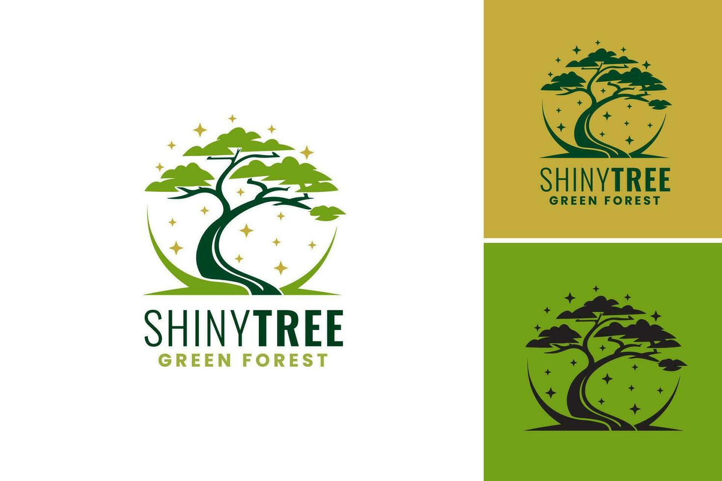 Shiny Tree Green Forest Logo This design asset features a vibrant and glossy tree symbolizing growth and nature. It is perfect for businesses related to environmental conservation vector