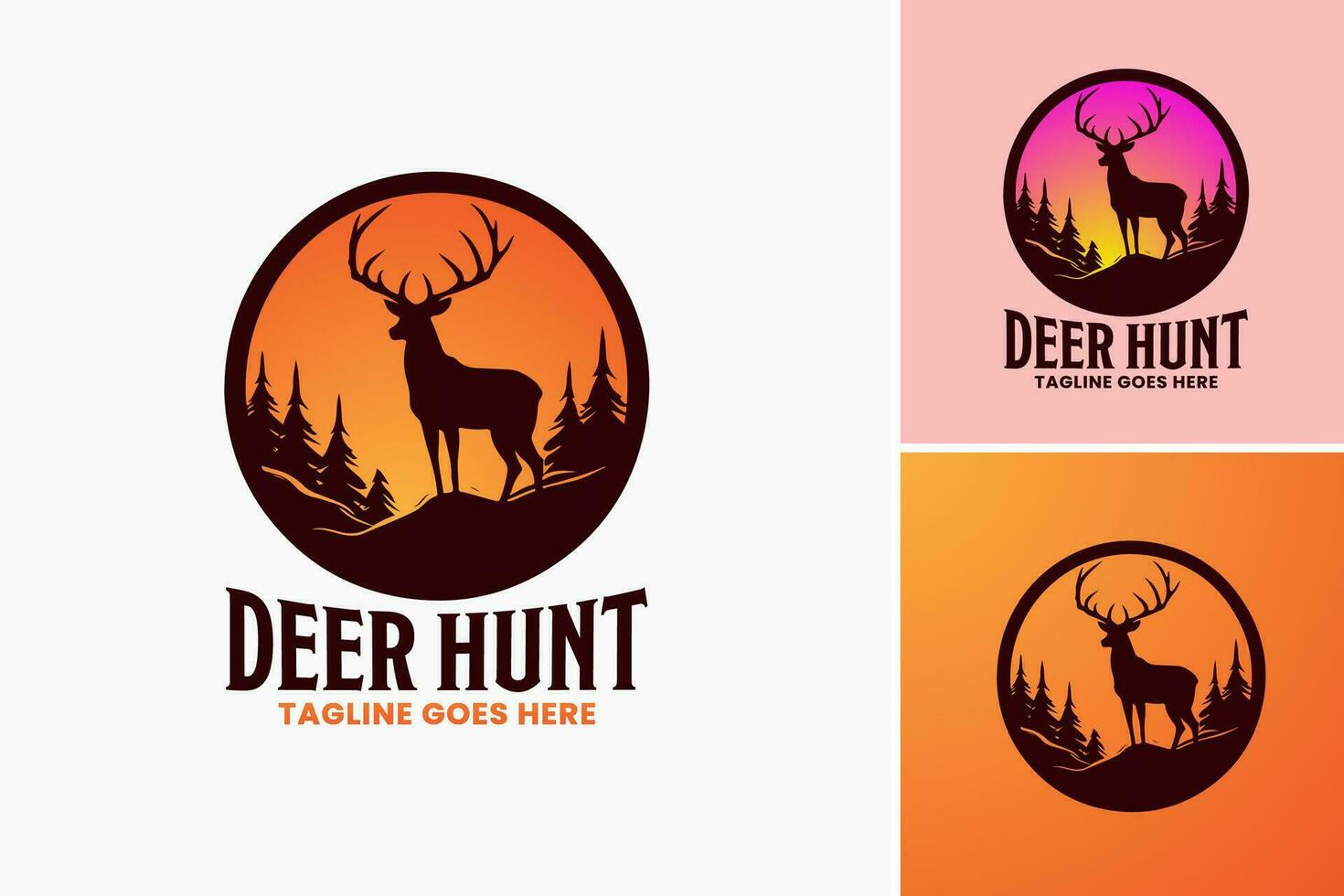Deer Hunting Logo Template is a versatile design asset that provides a ready-to-use logo template for businesses or organizations involved in deer hunting or outdoor activities vector