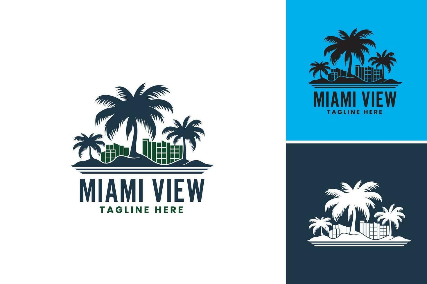 Miami View Logo Design. Suitable for businesses or brands located in Miami or that embody the vibrant and lively atmosphere of the city. vector