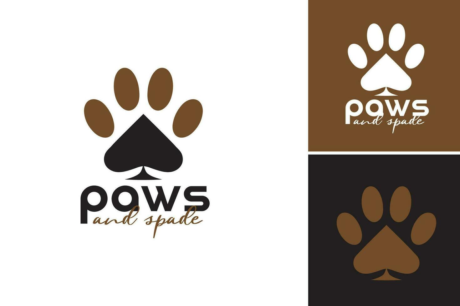 Paws and Spade Logo is a design asset featuring the combination of paw prints and a spade shape. This asset is suitable for pet-related businesses such as veterinary clinics, pet stores vector