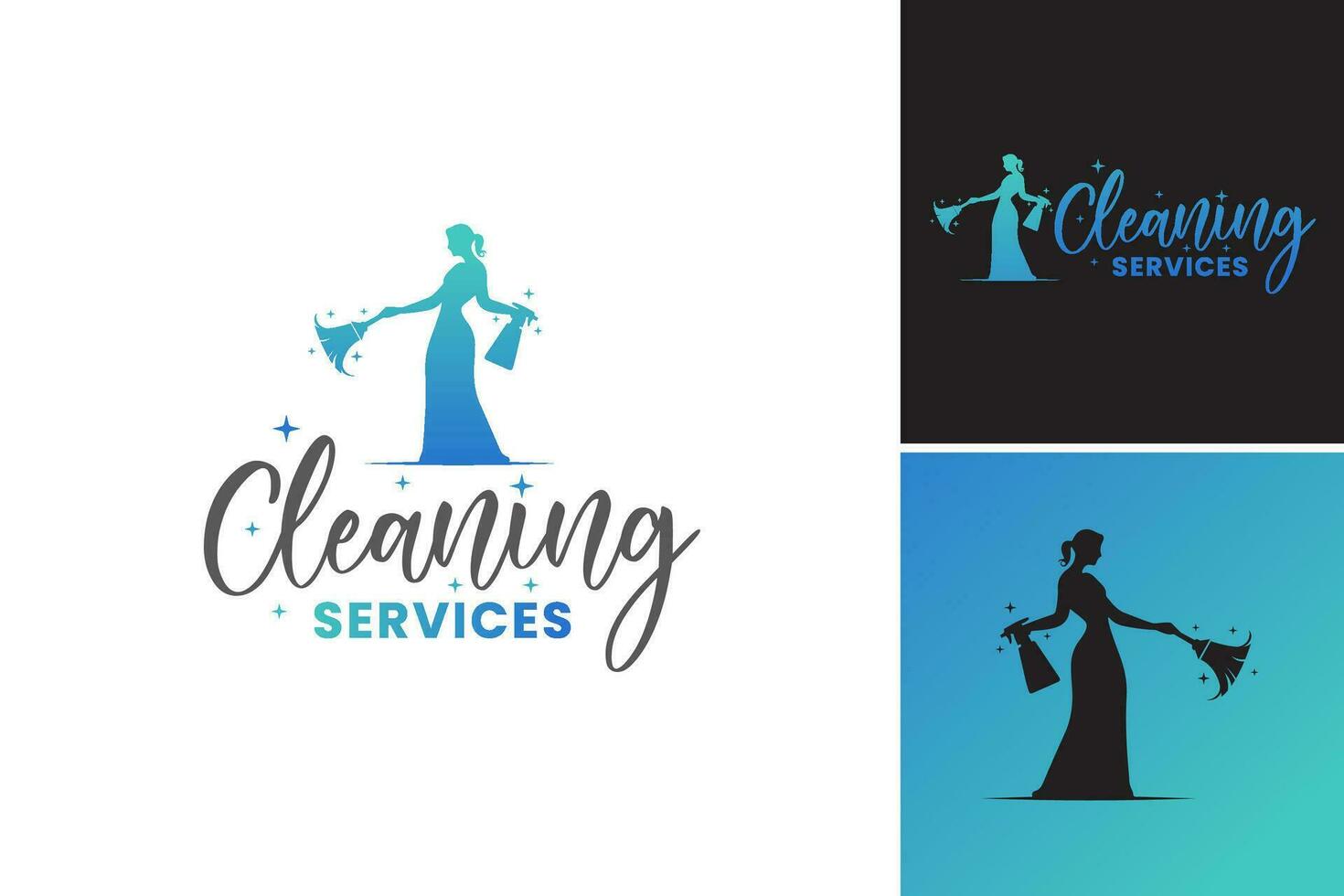 Cleaning Services Logo Design is a design asset suitable for businesses or individuals in the cleaning industry who are looking for a professional and visually appealing logo to represent their brand. vector