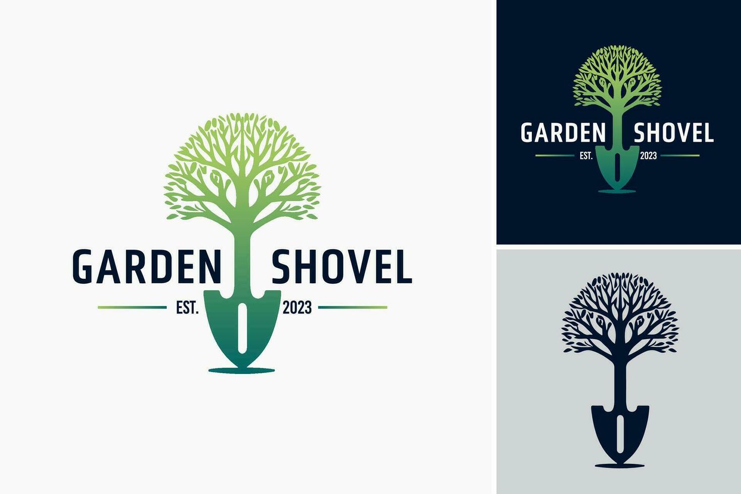 jardín pala logo diseño es un diseño activo adecuado para un jardinería empresa o ninguna negocio relacionado a paisajismo o jardinería servicios. vector