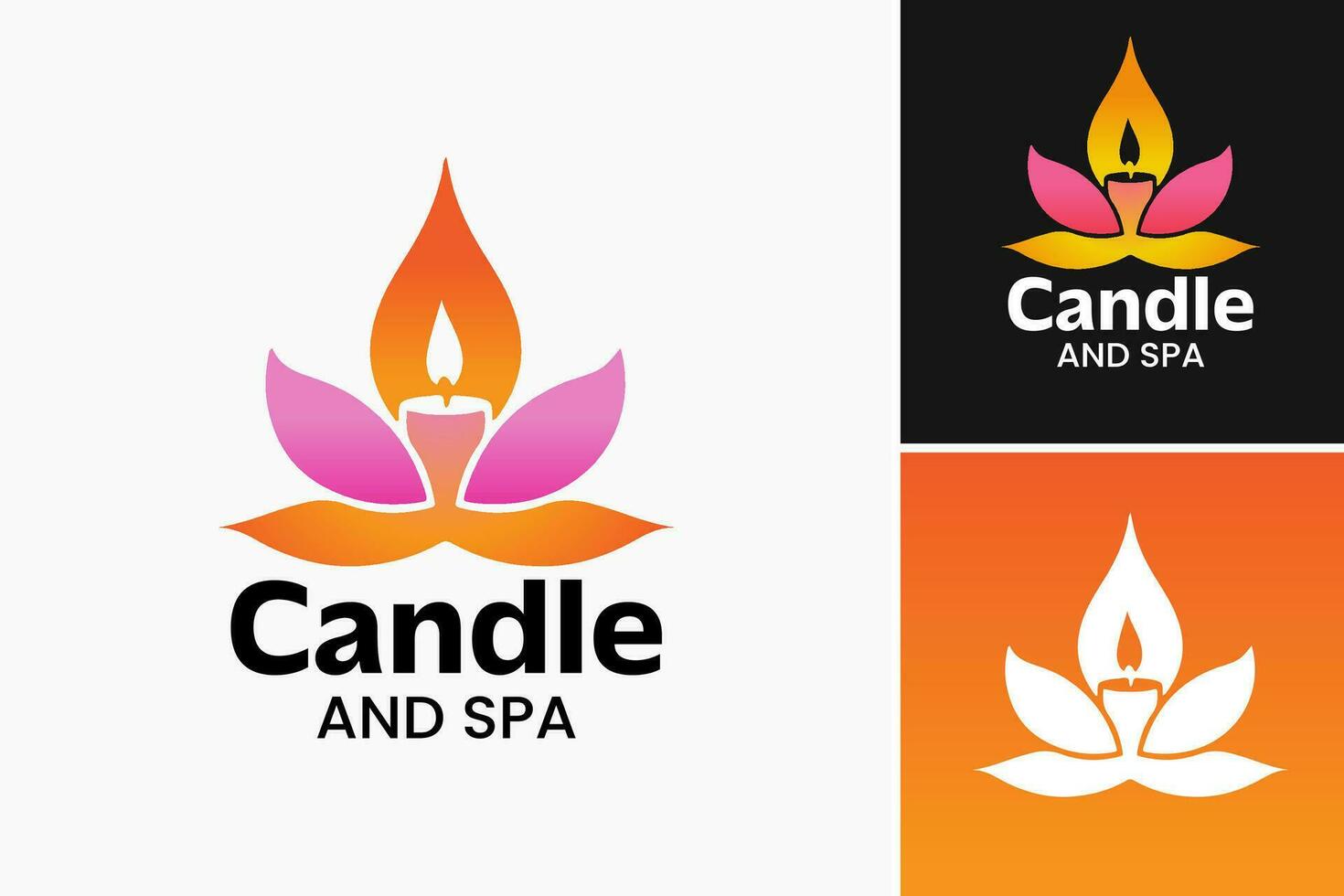 vela y spa logo es un título para un diseño activo presentando un combinación de velas y spa elementos. esta activo es adecuado para negocios en el spa, bienestar vector