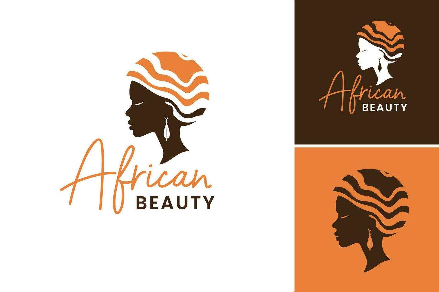 african beauty logo suggests a design asset representing beauty with an African theme. This asset would be suitable for businesses or organizations promoting African beauty products or services. vector
