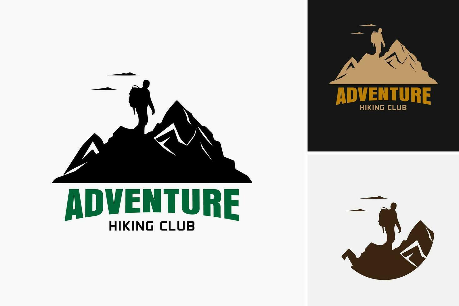 aventuras excursionismo club logo es un adecuado activo para empresas o organizaciones involucrado en senderismo, al aire libre actividades, y aventuras Deportes. eso lata ser usado como un logo para sitios web, aplicaciones, mercancías vector