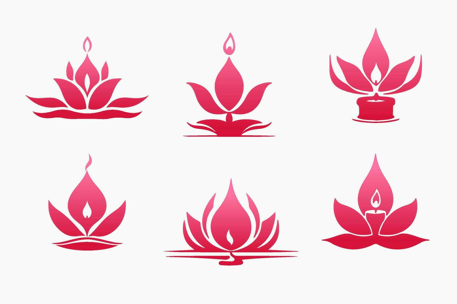 A set of red lotus symbols is a collection vector