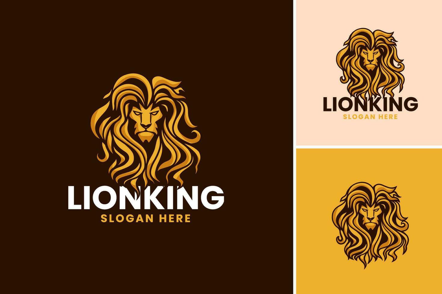 Lion King Logo Design is a graphic design asset suitable for businesses or organizations associated with lions, royalty, leadership, or wildlife conservation. vector