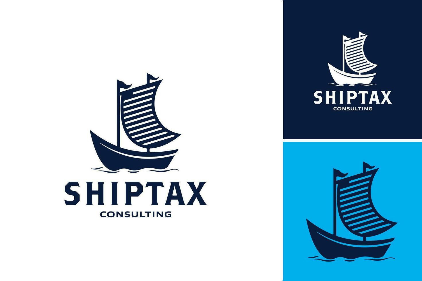 Ship logo design consists of a logo design featuring a ship. This asset is suitable for businesses or organizations related to shipping, maritime industries, travel, or ocean-themed ventures. vector