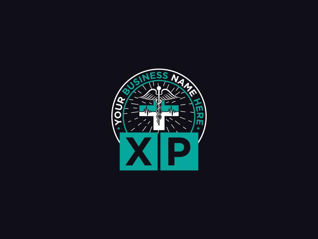 mínimo xp médico logo, monograma xp px clínico logo letra vector