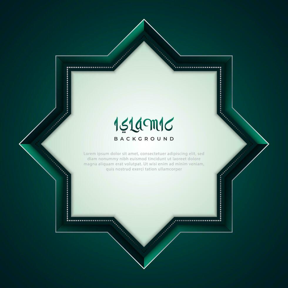 Green Islamic background with silver lines vector