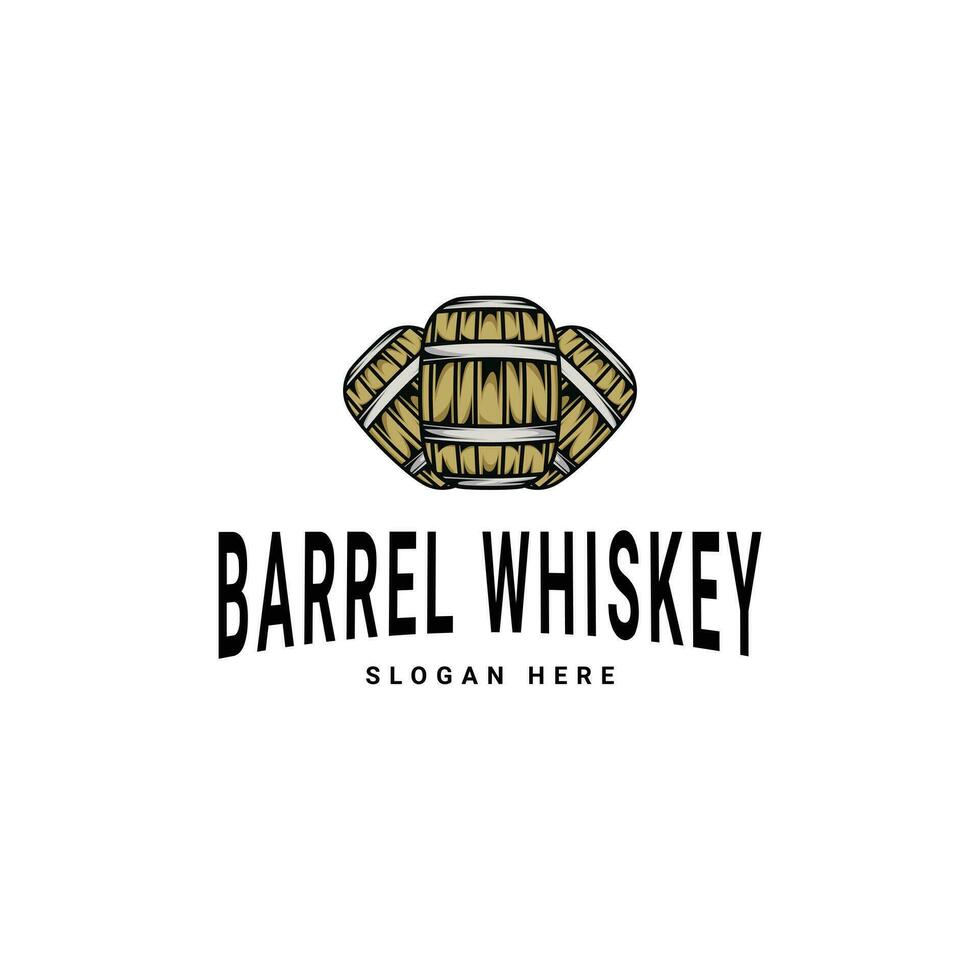 Barrel whiskey logo design vintage retro style vector