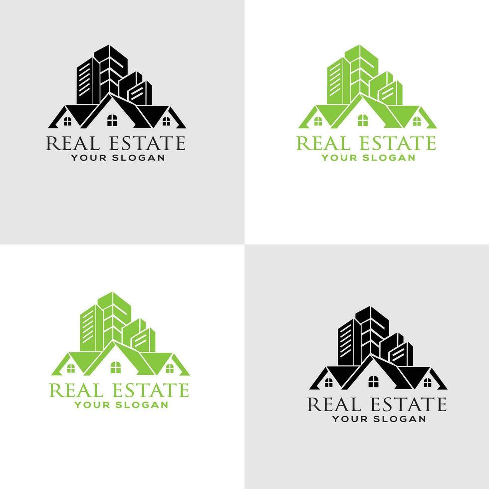 Building logo with line art style. city building abstract for logo design inspiration and business card design vector