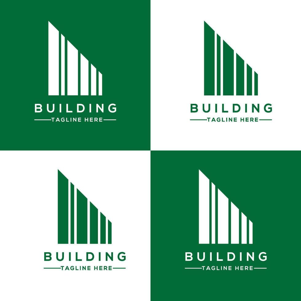 logotipo de construcción con estilo de arte lineal. resumen del edificio de la ciudad para la inspiración del diseño del logotipo y el diseño de la tarjeta de visita vector