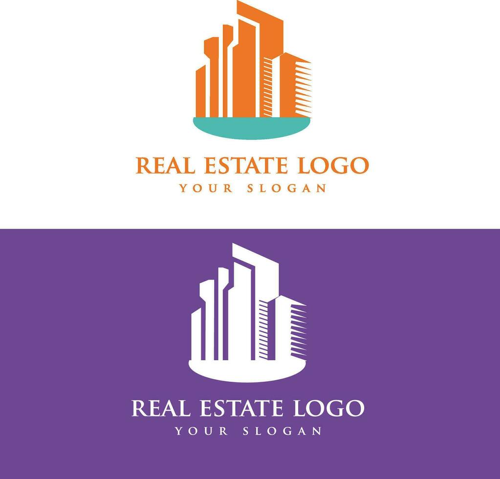 logotipo de construcción con estilo de arte lineal. resumen del edificio de la ciudad para la inspiración del diseño del logotipo y el diseño de la tarjeta de visita vector