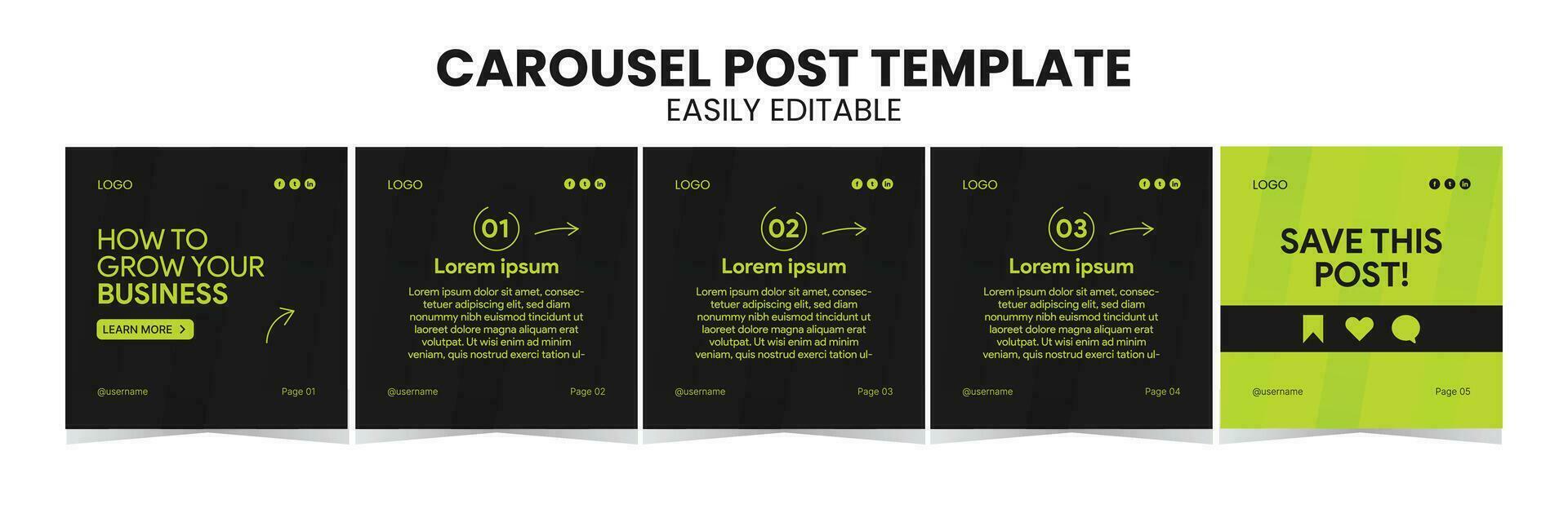 Editable Business carousel post for social media use. Instagram carousel post template for business. vector