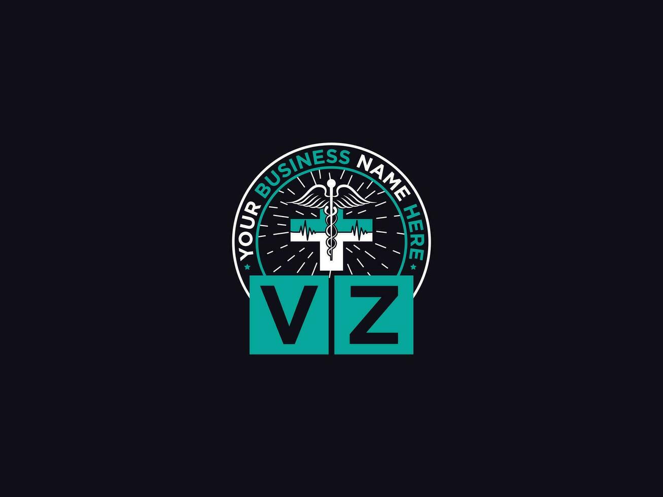 clínico vz logo icono, médico vz zv logo letra diseño para doctores vector