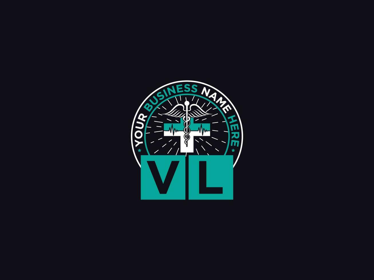 clínico vl logo icono, médico vl lv logo letra diseño para doctores vector