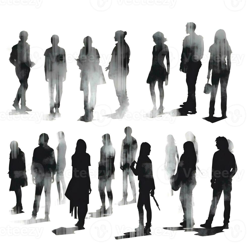 people silhouette isolated human person male female business black generative Ai. photo