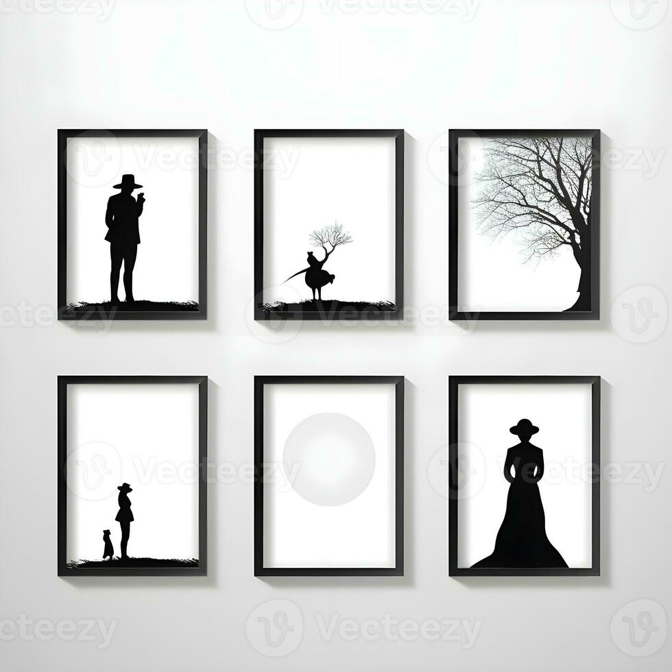 people silhouette isolated human person male female business black generative Ai. photo