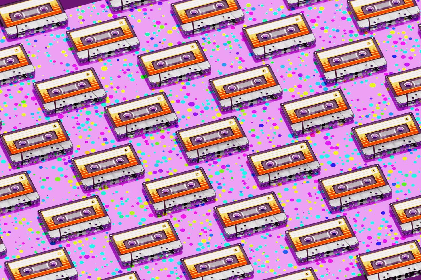 Seamless Pattern Isometric Tape Cassette For Minimal Art photo