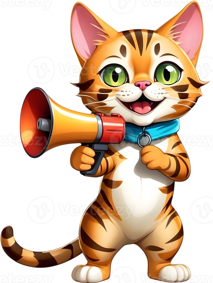 a cartoon cat holding a megaphone ai generative png