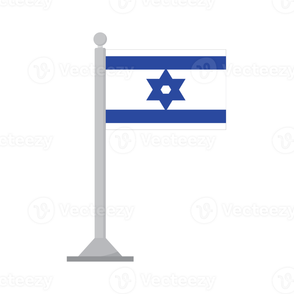 Flag of Israel on flagpole isolated png