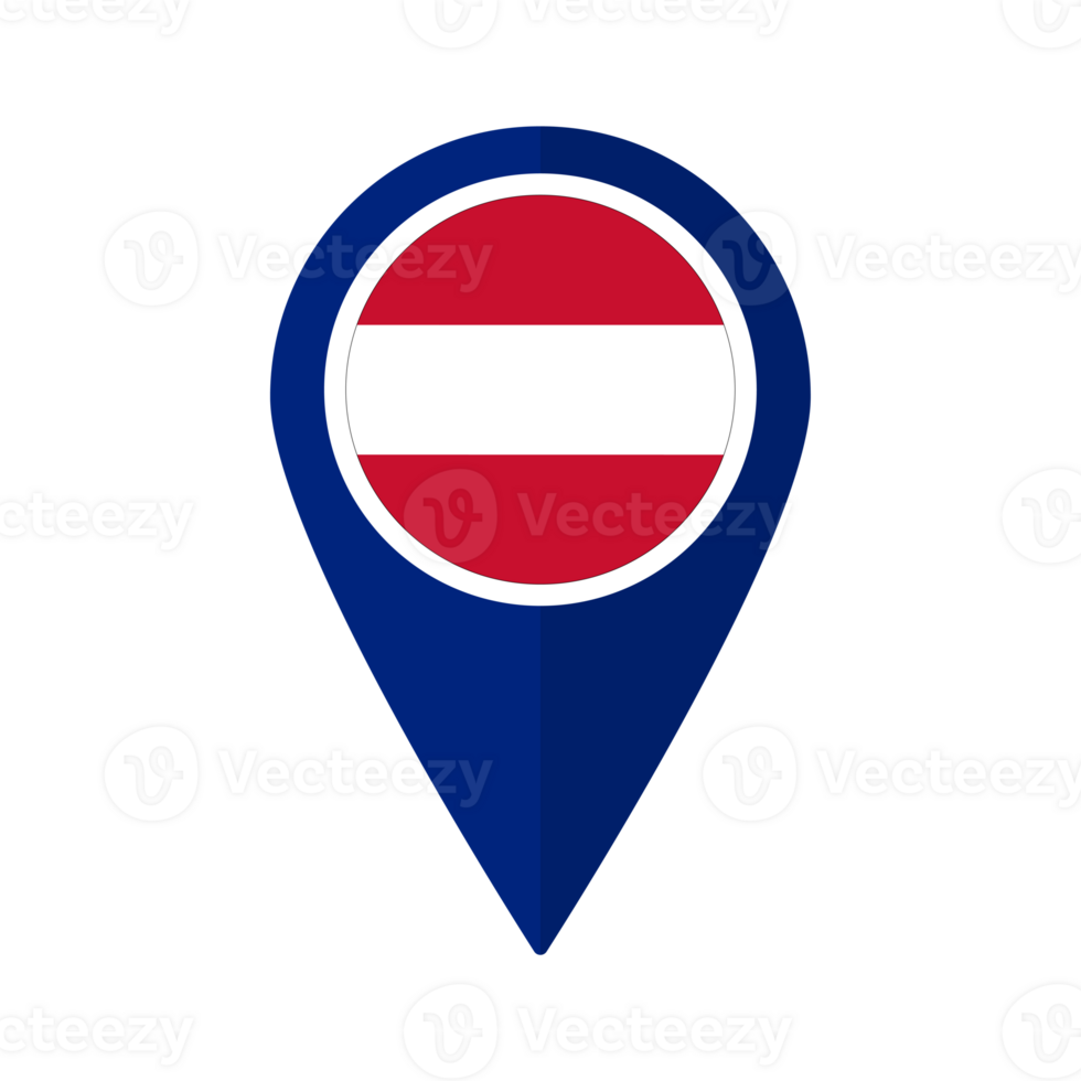 Flag of Austria flag on map pinpoint icon isolated blue color png