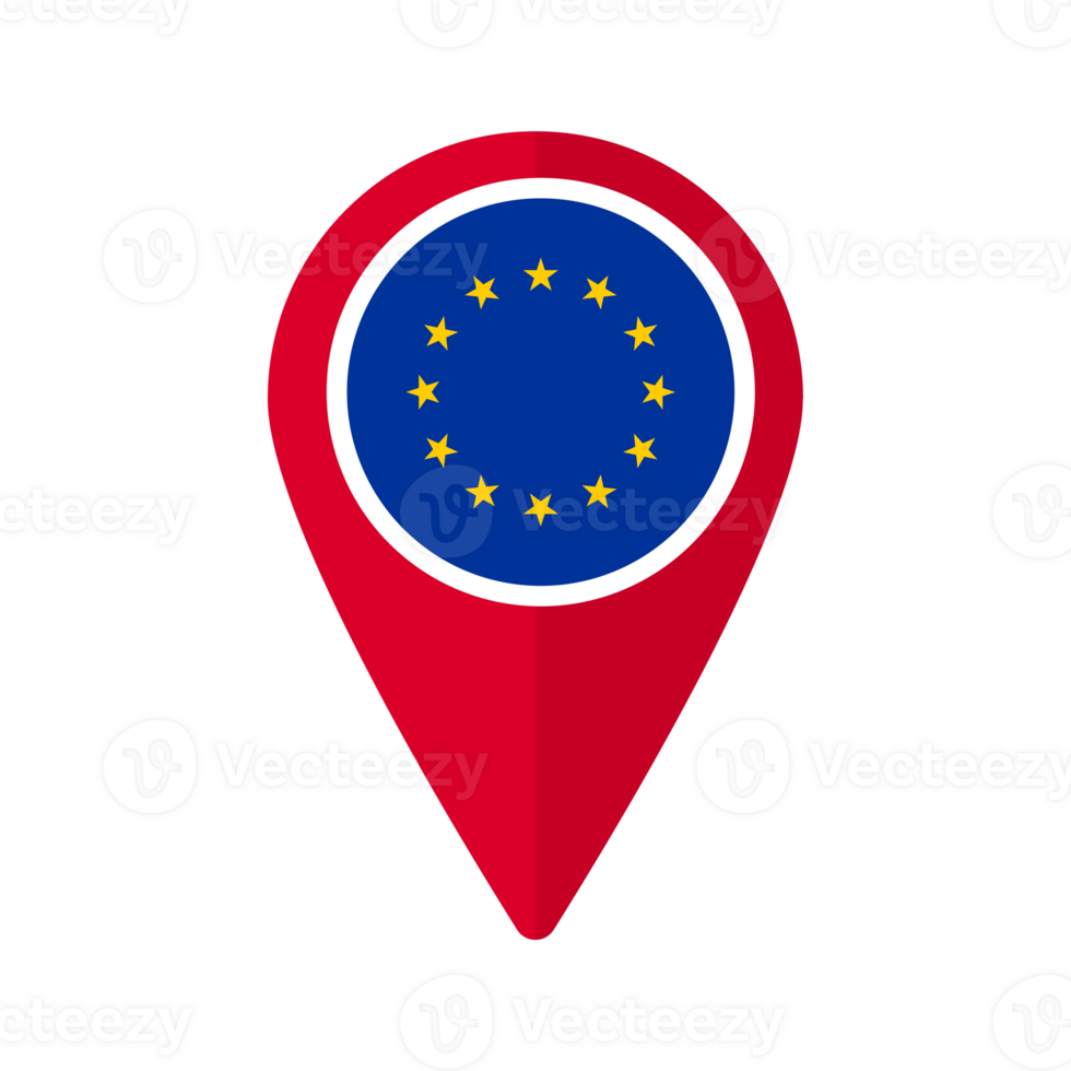 europeo Unión bandera en mapa marcador icono aislado png