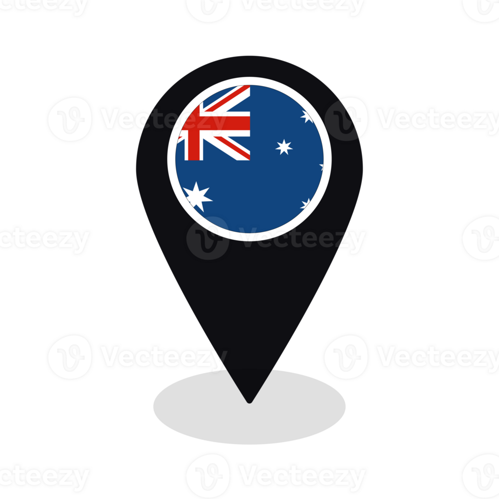 Flag of Australia flag on map pinpoint icon isolated black color png