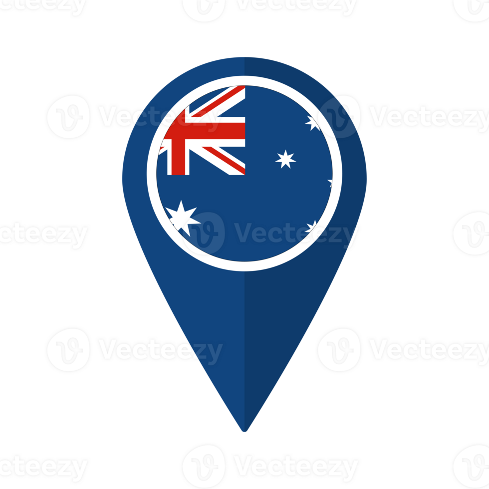 Flag of Australia flag on map pinpoint icon isolated blue color png