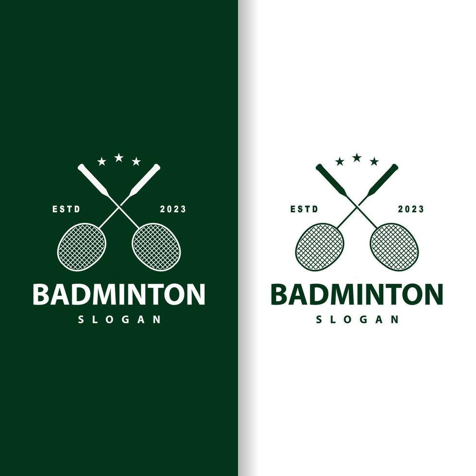 Badminton Logo, Simple Badminton Racket Design, Retro Vintage Minimalist Sports Concept vector