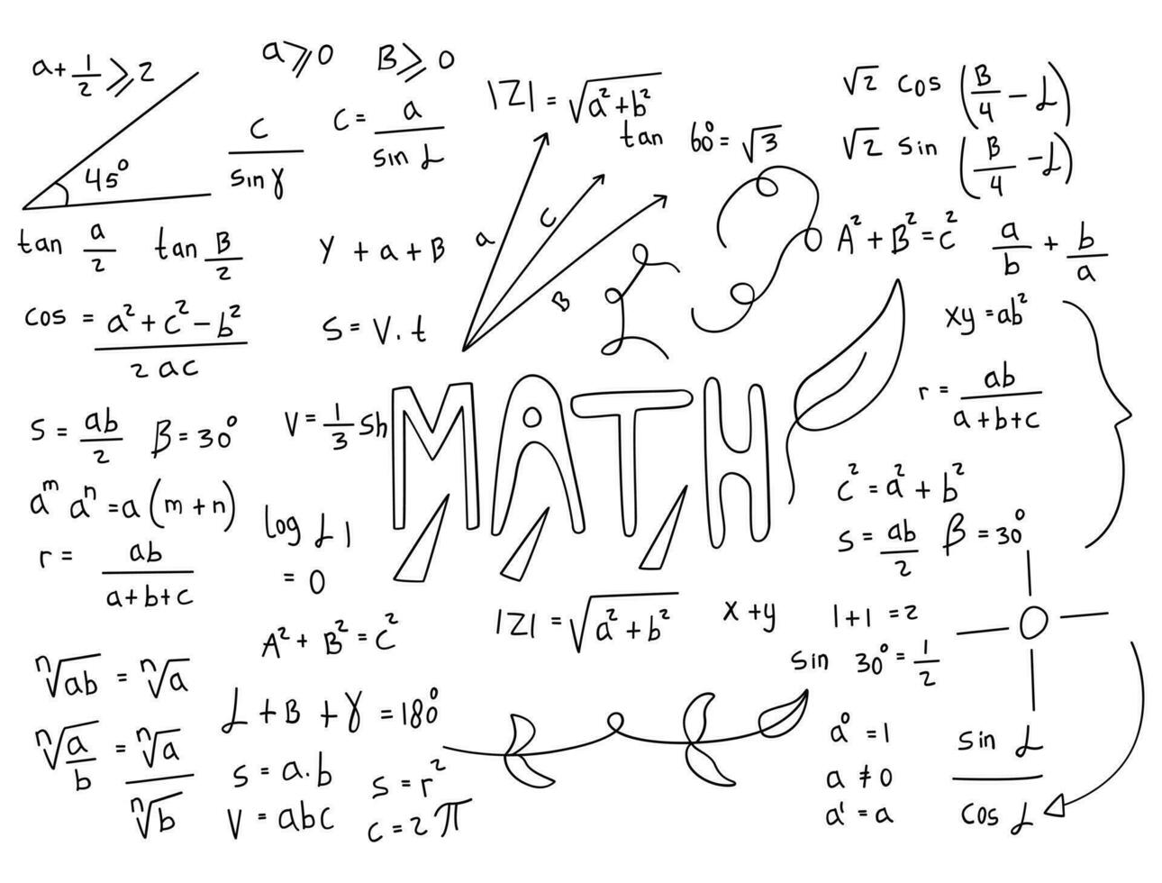 ilustración realista del fondo de la pizarra de matemáticas vector