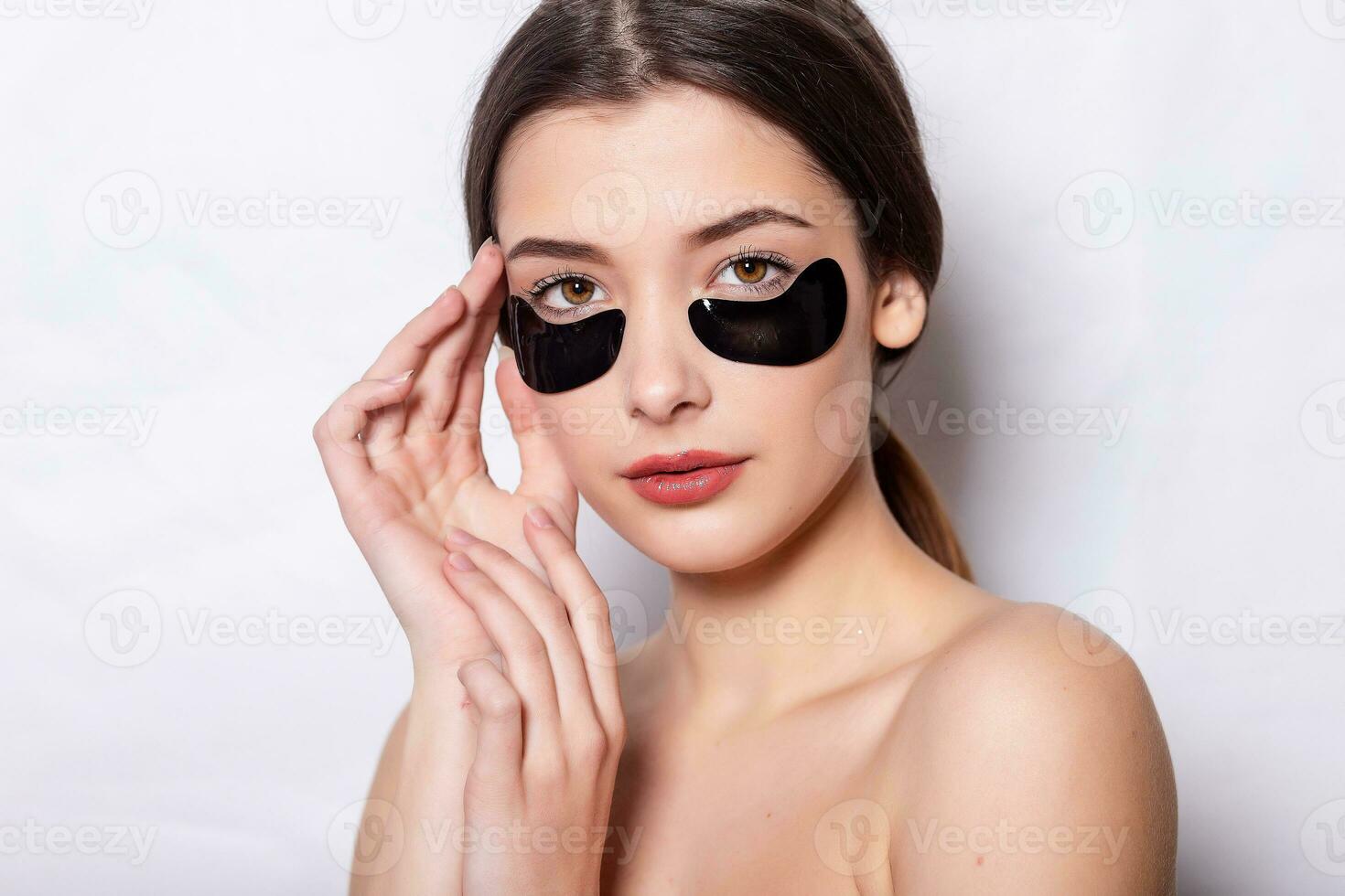 Eye black patch, Beautiful Woman With Natural Makeup photo