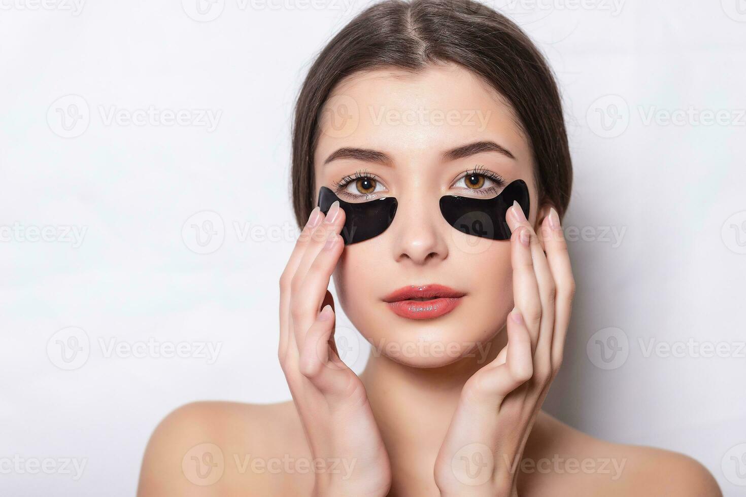 Eye black patch, Beautiful Woman With Natural Makeup photo