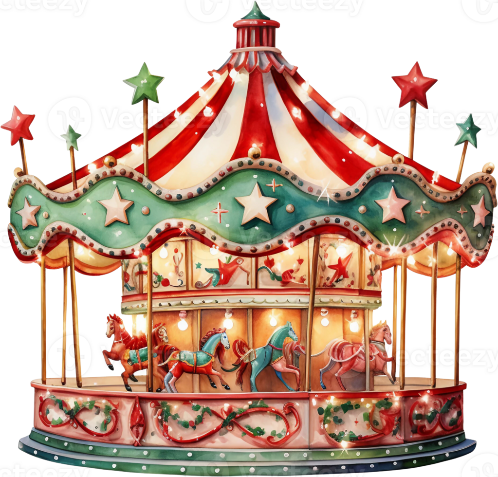 ai generado acuarela diversión parque clipart circo carnaval atracción parque Navidad tema vacaciones niños guardería Arte ferris rueda justa aventuras tarjeta póster pegatinas planificador png