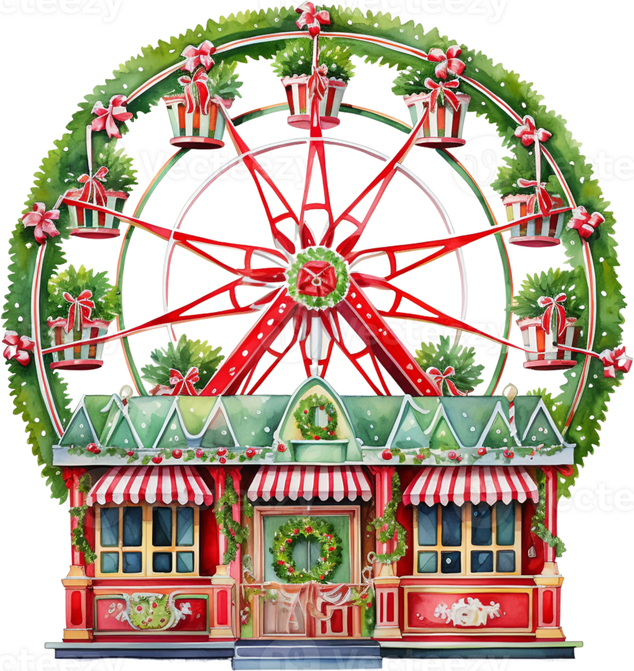 ai généré aquarelle amusement parc clipart cirque carnaval attraction parc Noël thème vacances des gamins garderie art ferris roue juste aventure carte affiche autocollants planificateur png