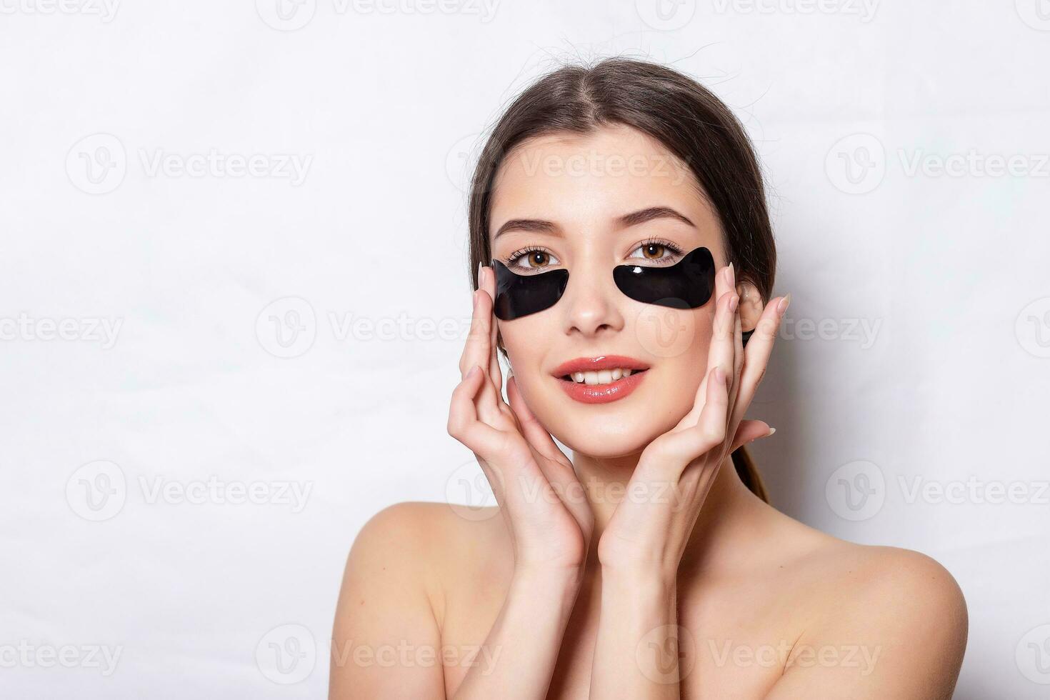 Eye black patch, Beautiful Woman With Natural Makeup photo