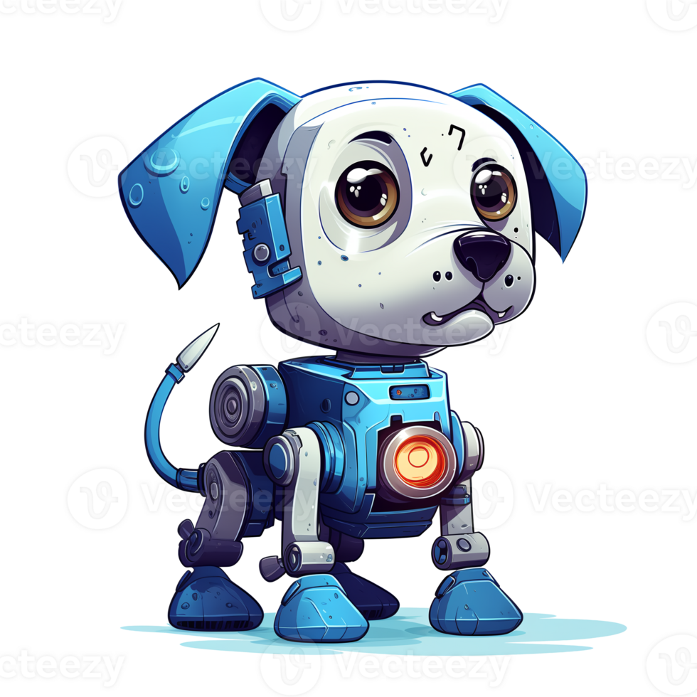 Cartoon dog robots. T-Shirt, Sticker. Funny cyborg. AI Generated png