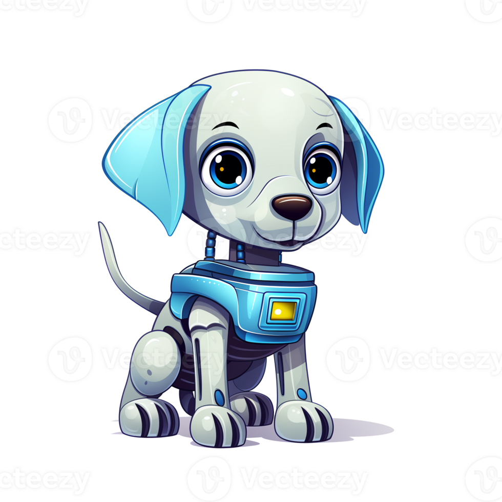 tekenfilm hond robotten. t-shirt, sticker. grappig cyborg. ai gegenereerd png