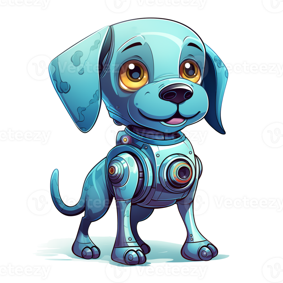 Cartoon dog robots. T-Shirt, Sticker. Funny cyborg. AI Generated png