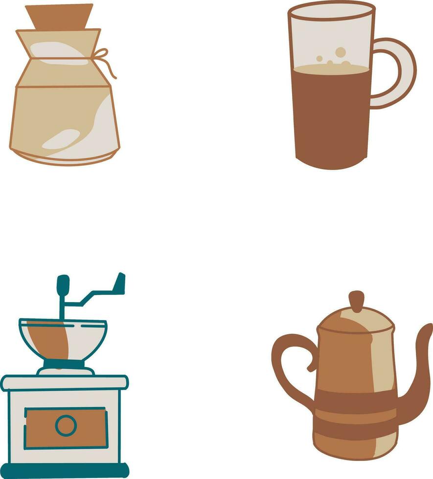 conjunto de café haciendo equipo. vector ilustración.