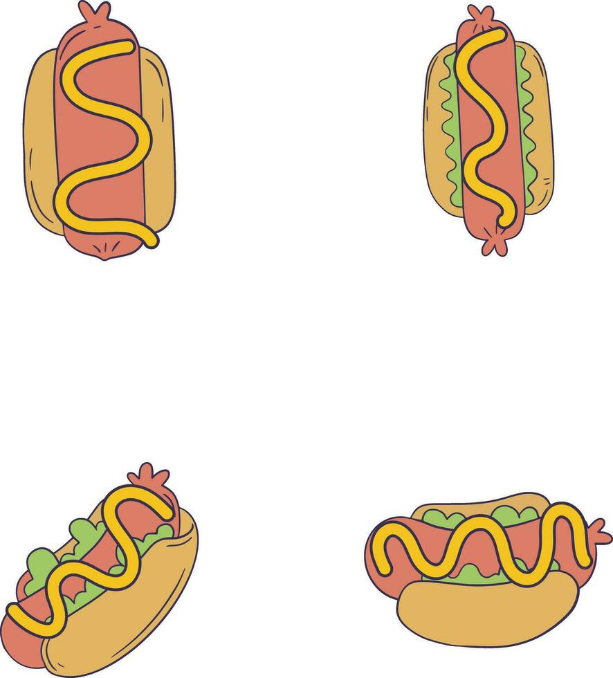 caliente perro comida ilustración en plano diseño. aislado en blanco antecedentes. vector icono.