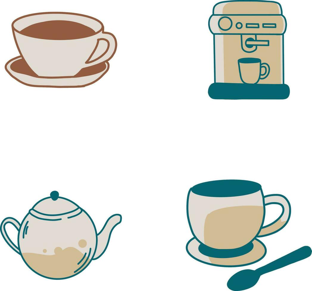 conjunto de café haciendo equipo. vector ilustración.