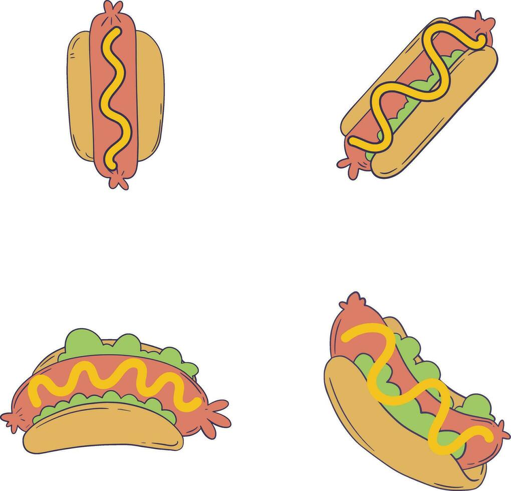 caliente perro comida ilustración en plano diseño. aislado en blanco antecedentes. vector icono.