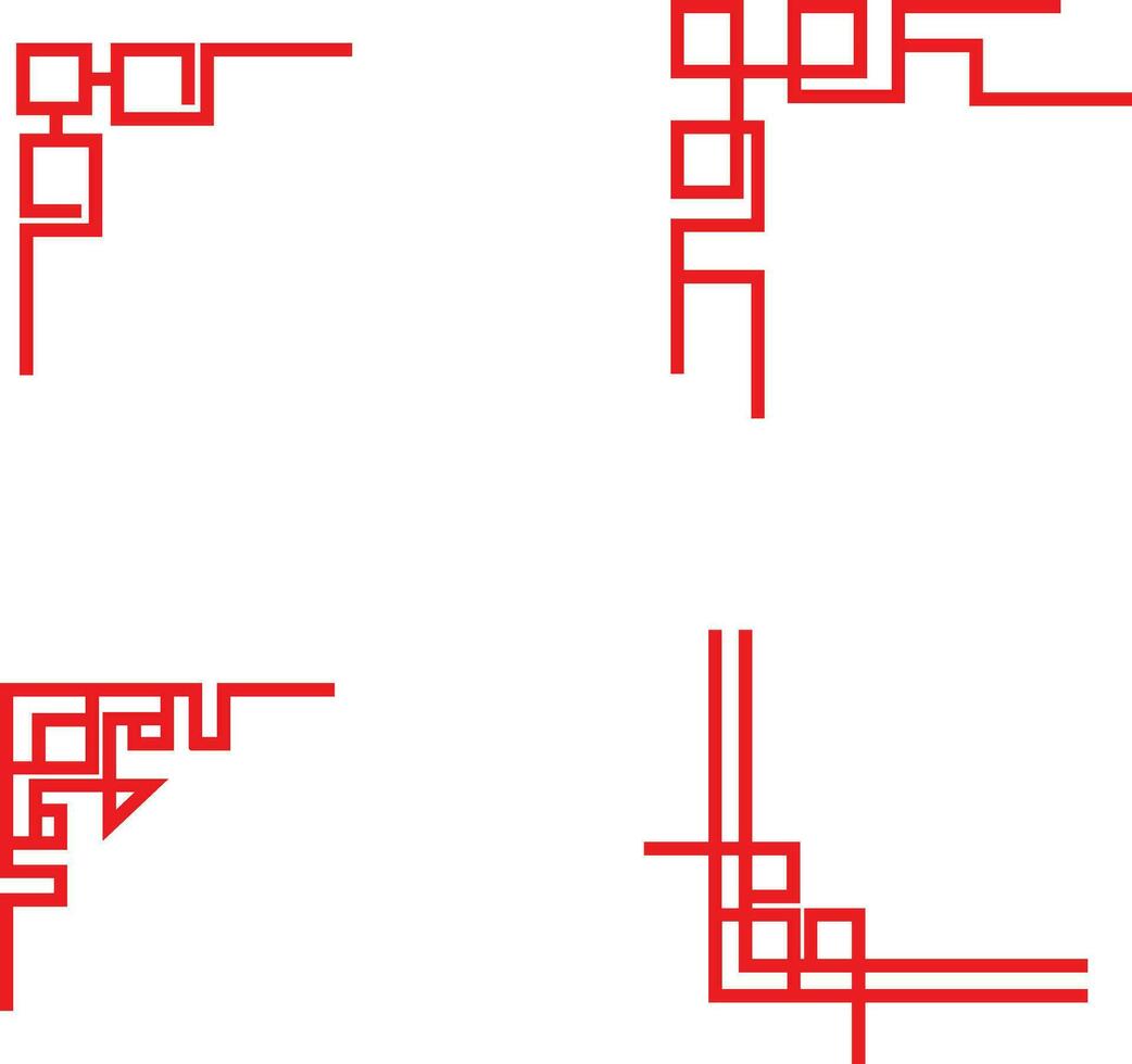 conjunto de chino tradicional esquina. con sencillo forma. vector ilustración.