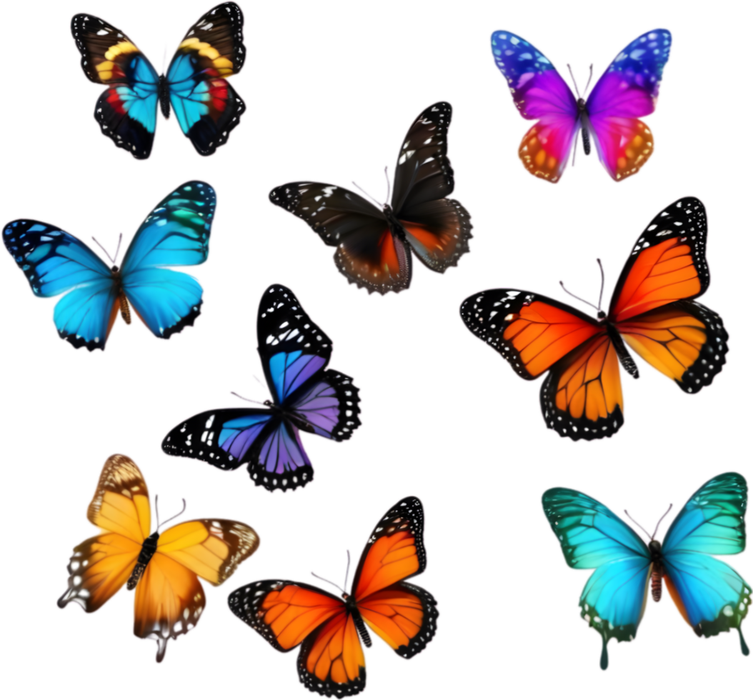 Colorful butterfly clipart for decoration. AI-generated. png