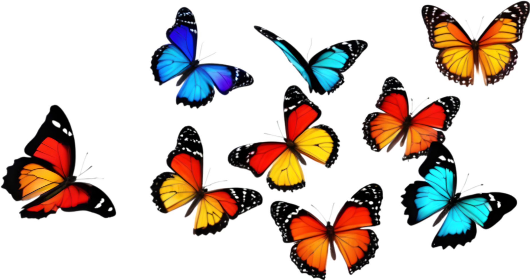 Colorful butterfly clipart for decoration. AI-generated. png