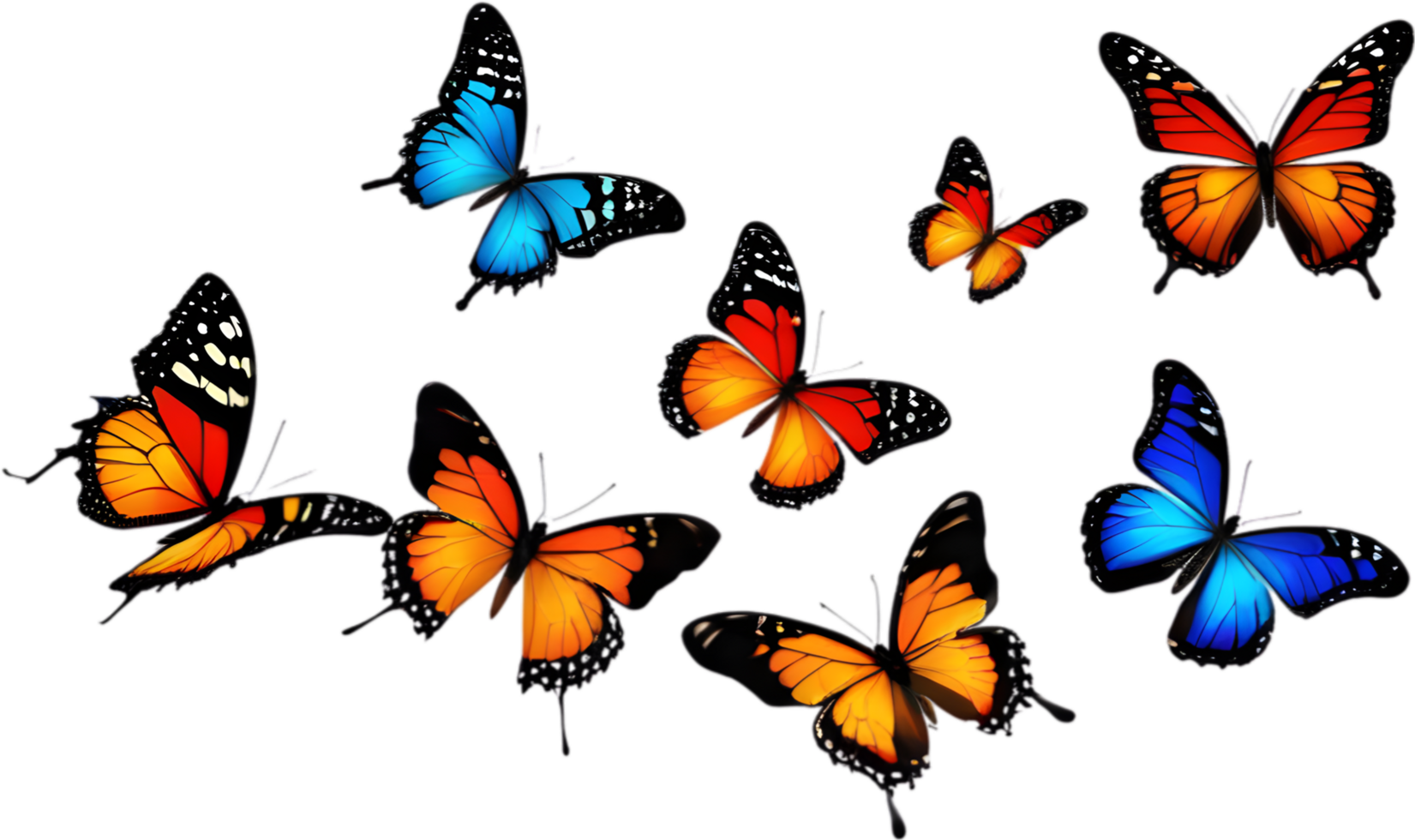 Colorful butterfly clipart for decoration. AI-generated. png